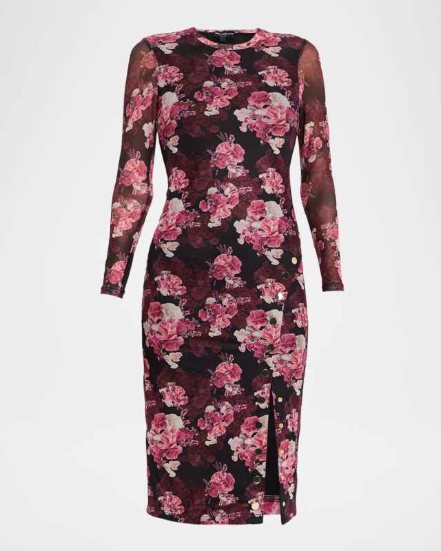 Monique Floral Bodycon Midi Dress